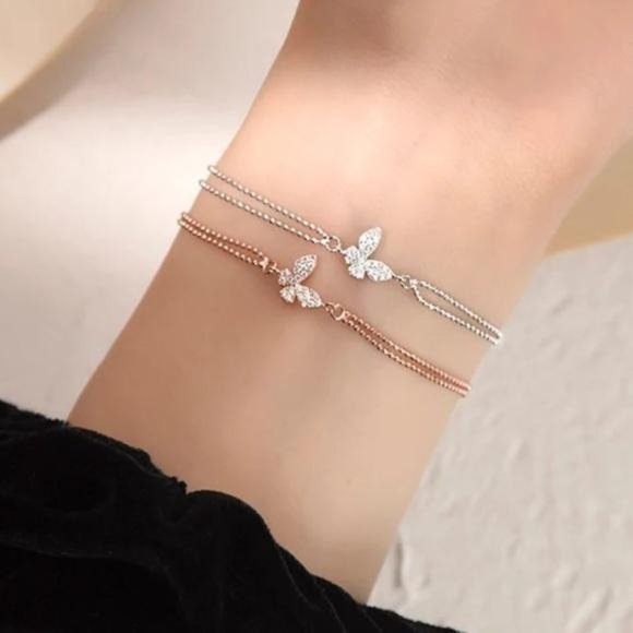 NEW 925 STERLING SILVER BUTTERFLY BRACELET, NICE BRACELET, CUTE BRACELET - Picture 2 of 5